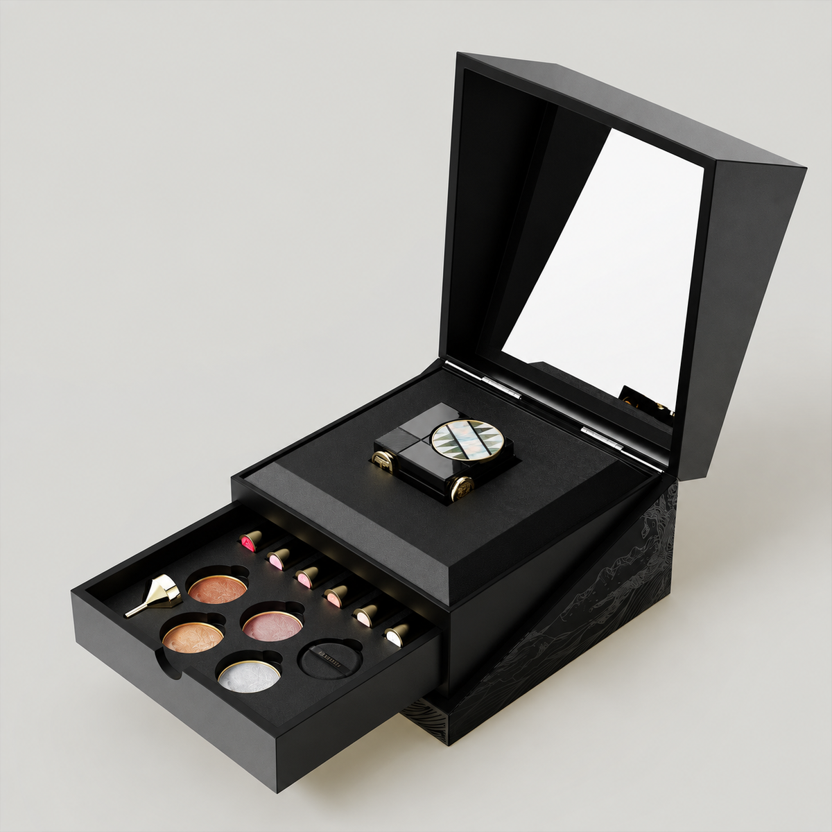 Le coffret - minaudière de beauté L'Héritière - Marqueterie de Nacre